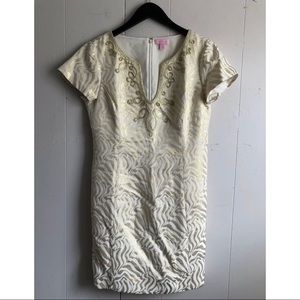 Lilly Pulitzer Milannia Metallic Gold Dress Sz 10